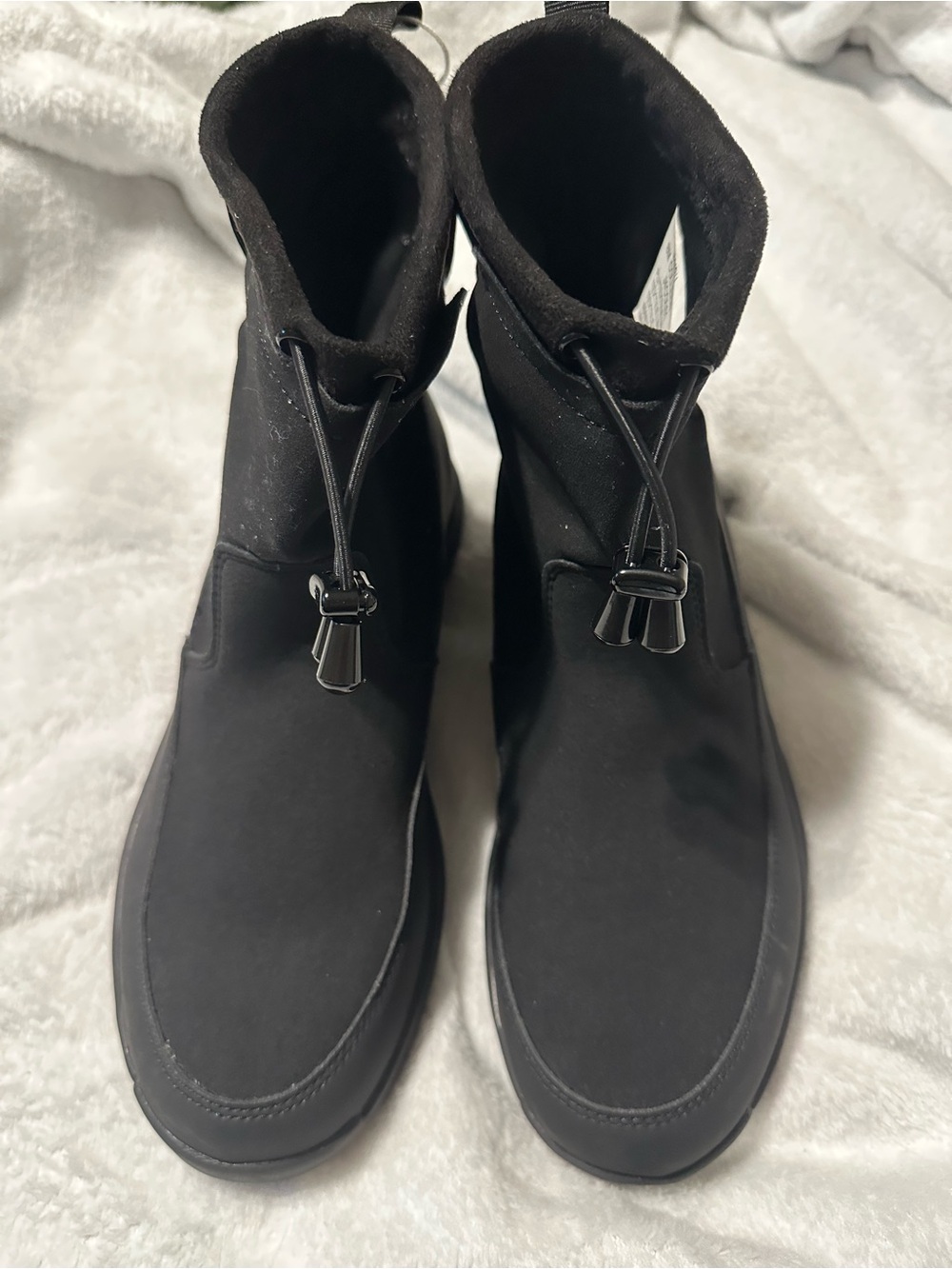 Jambu Women's Black Winter Rain Boots with Pull-Cord